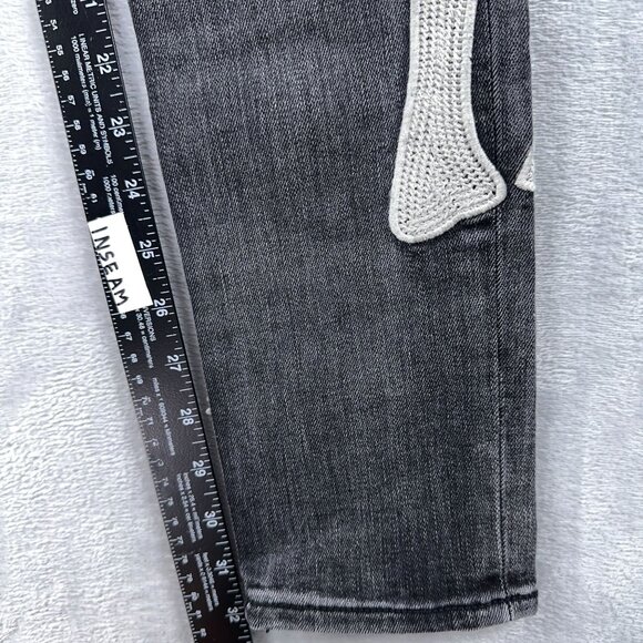 MNML Skinny Jeans Mens Size 30 Skeleton Bone Embellished Mid Rise Black - Picture 9 of 12